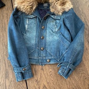 A/X Armani Exchange Womens Jeans Jacket Fur Collar Detachable Size S